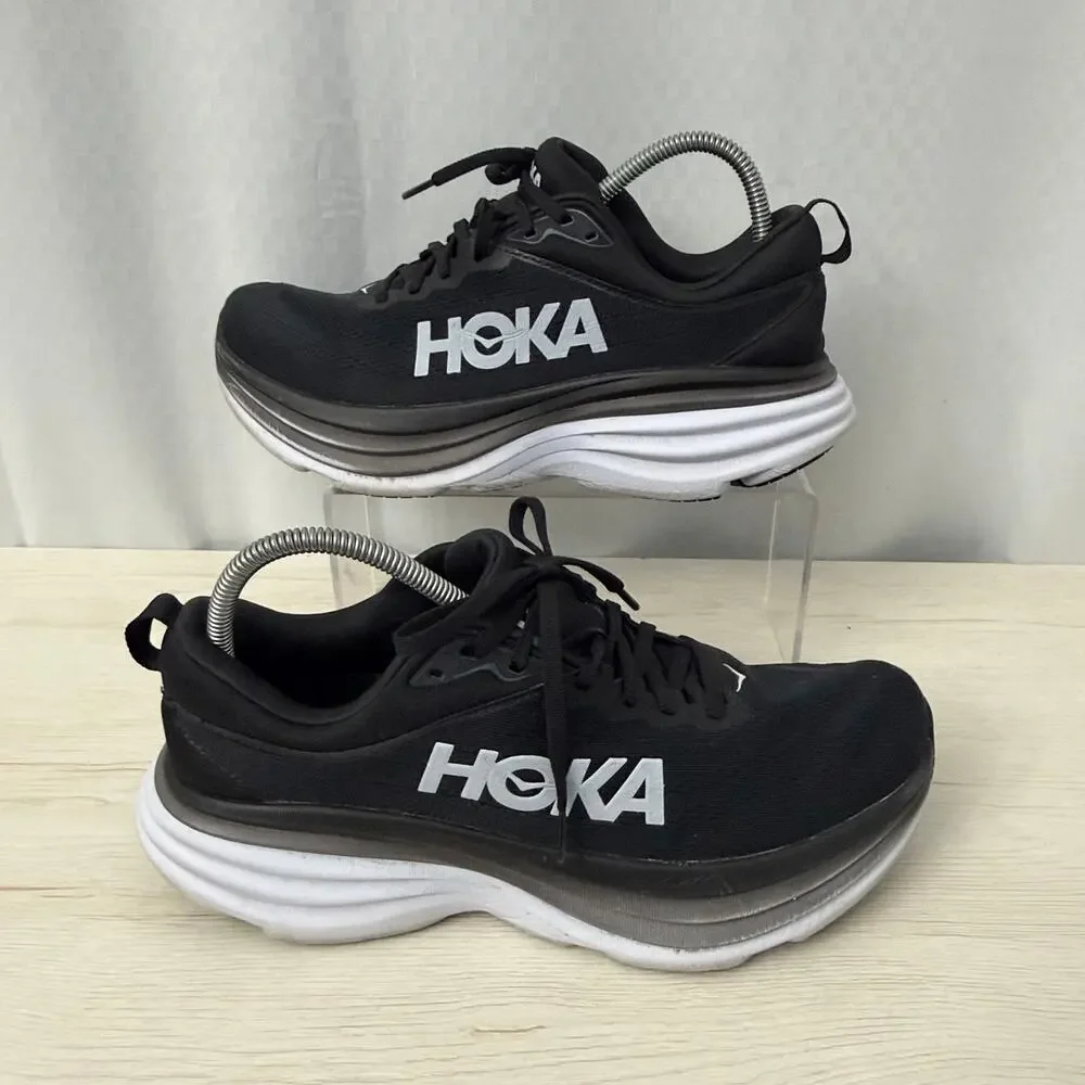 Hoka One One Bondi 8 Shoes Women’s Size 11 D Wide Running Black White